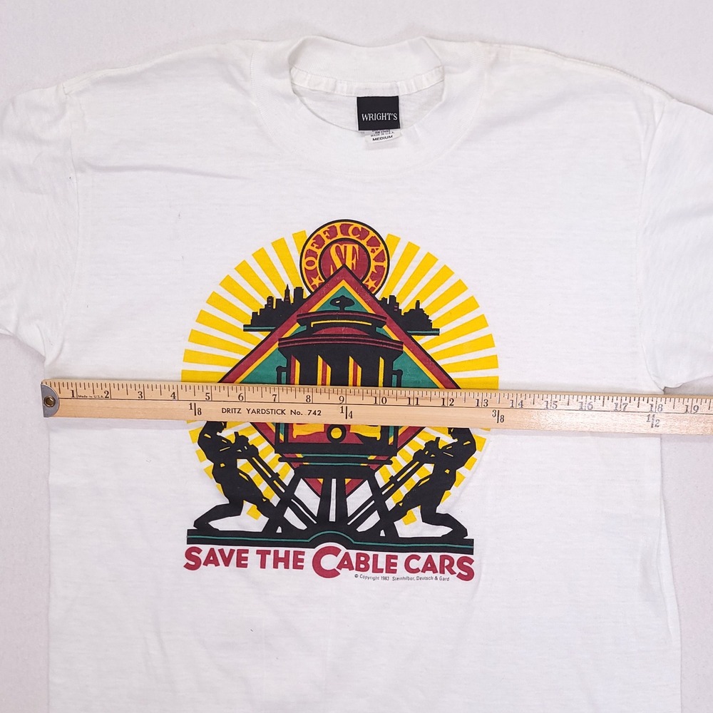 Vintage 1983 Wright's San Francisco Save The Cable Cars T-Shirt White Medium USA - Picture 4 of 8